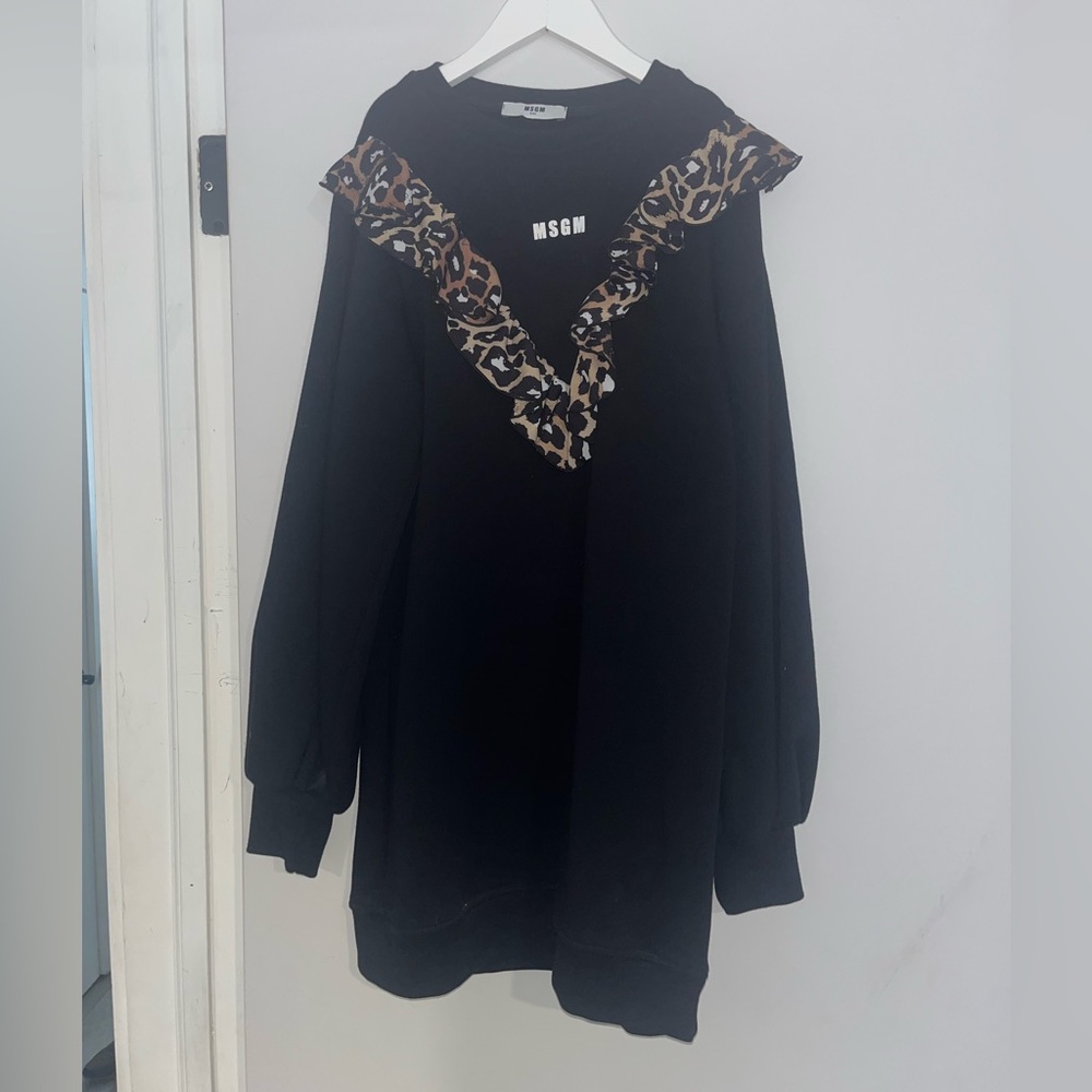 Msgm brand new without tags girls logo leopard black size 12 dress